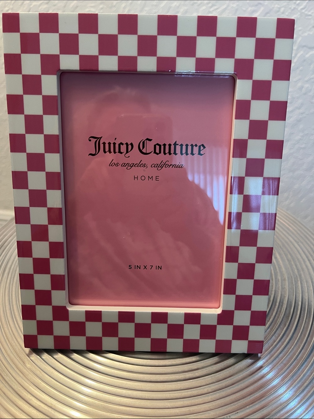 Juicy Couture Pink and White Checkered 5” x 7” Photo Frame